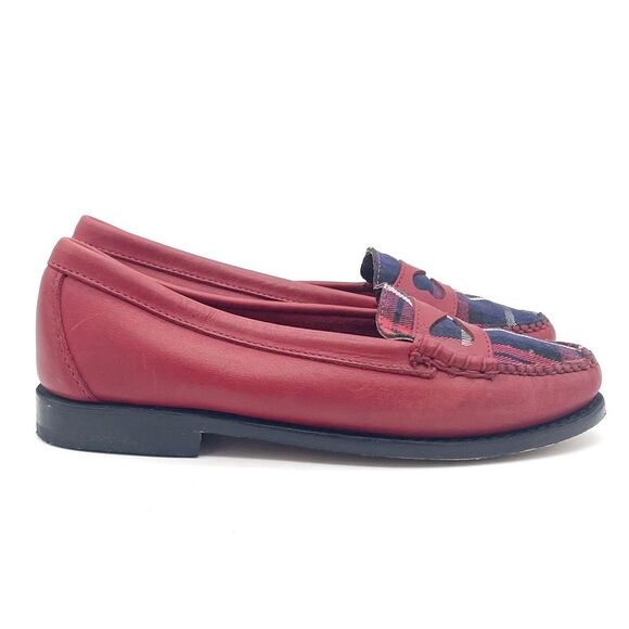 Bass x Rachel Antonoff Red Leather Wendybird Plaid Weejuns Penny Loafer Size 6 - Picture 8 of 16